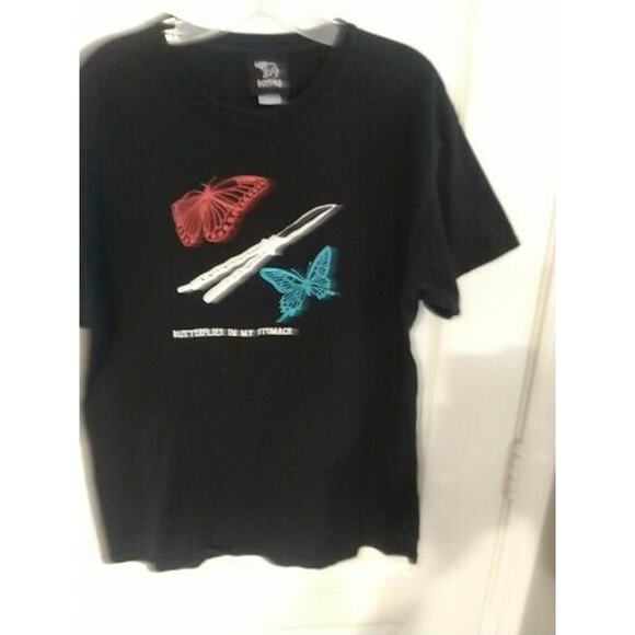 Buffalo Butterflies in My Stomach Knife Black Shirt Large LG L - Picture 5 of 9